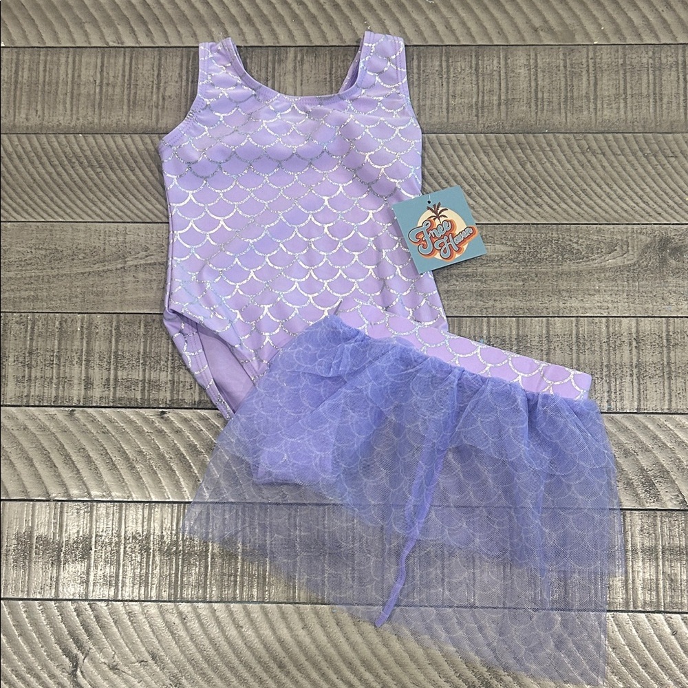 Lilac Scales Kids One Piece Swimsuit with Tulle Skirt
